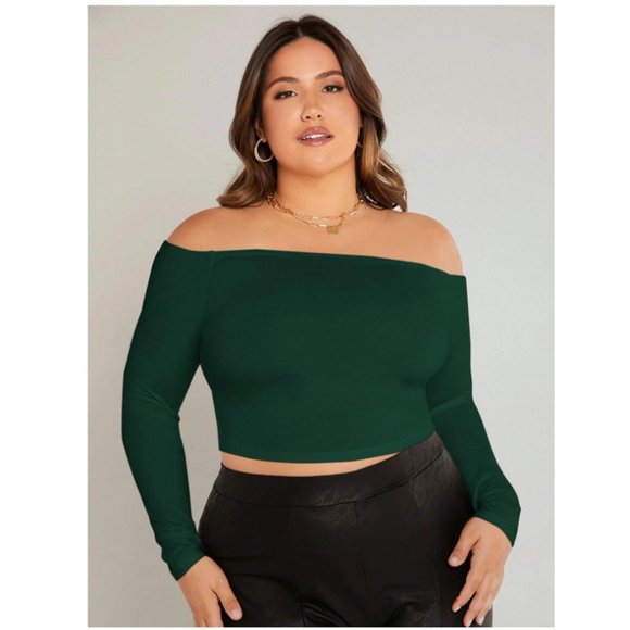 SHEIN Essnce Plus Off Shoulder Solid Tee - Picture 1 of 5